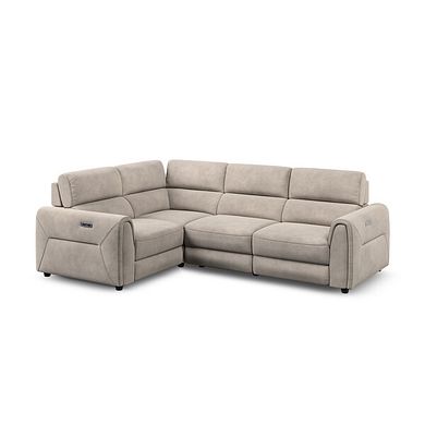 Santorini Modular 4 Seater Electric Recliner Right Hand Corner Sofa with Power Headrests in Nomad Sahara Fabric - GROUP 2