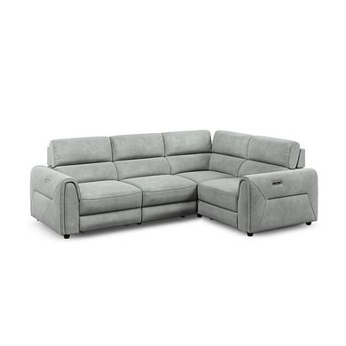 Santorini Modular 4 Seater Power Chaise Left Hand Corner Sofa with Power Headrests in Nomad Pebble Fabric- GROUP 2