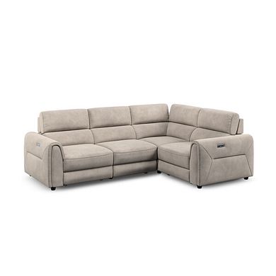 Santorini Modular 4 Seater Power Chaise Left Hand Corner Sofa with Power Headrests in Nomad Sahara Fabric- GROUP 2