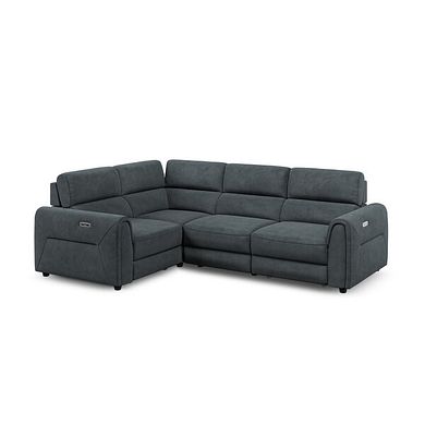 Santorini Modular 4 Seater Power Chaise Right Hand Corner Sofa with Power Headrests in Nomad Harbour Mist Fabric- 