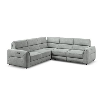 Santorini Modular 5 Seater Power Chaise Corner Sofa in Nomad Pebble Fabric- GROUP 3