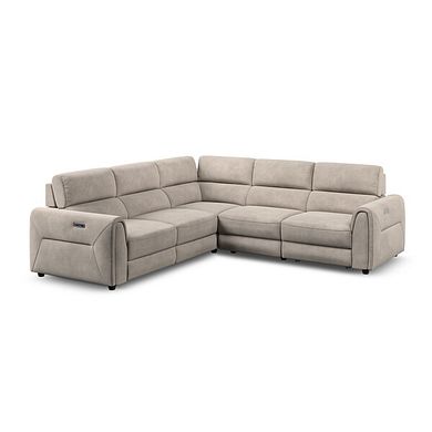 Santorini Modular 5 Seater Power Chaise Corner Sofa in Nomad Sahara Fabric- GROUP 3