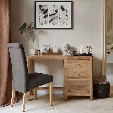 Scroll Back Chair in Heritage Granite Velvet with Oak Legs