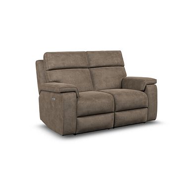 Selby 2 Seater Power Recliner Sofa with Power Headrest in Miller Earth Brown Fabric