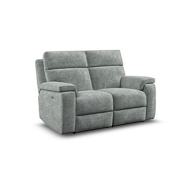 Selby 2 Seater Power Recliner Sofa with Power Headrest in Plush Silver Fabric