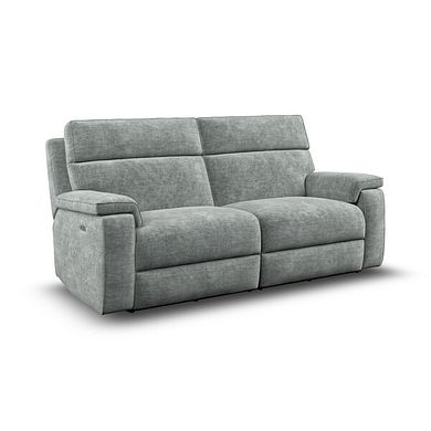 Selby 3 Seater Power Recliner Sofa in Plush Silver Fabric