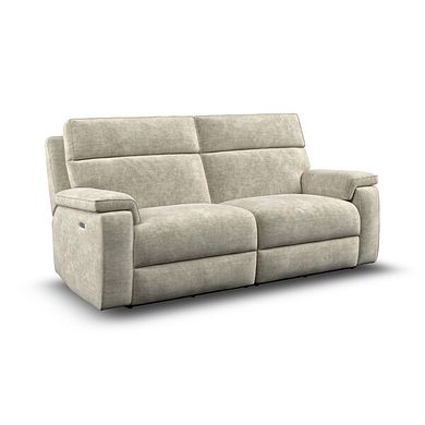 Selby 3 Seater Power Recliner Sofa with Power Headrest in Plush Beige Fabric