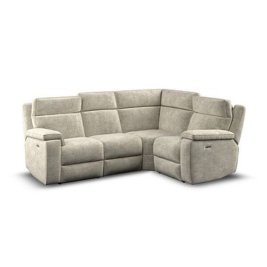 Selby Group 2 Electric Recliner with Power Headrest  Lumbar Support - Left Hand in Plush Beige Fabric