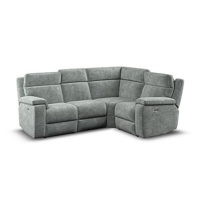 Selby Group 2 Electric Recliner with Power Headrest  Lumbar Support - Left Hand in Plush Silver Fabric
