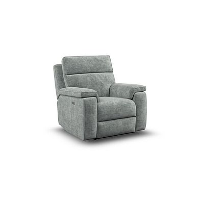 Selby Power Recliner Armchair with Power Headrest in Plush Silver Fabric