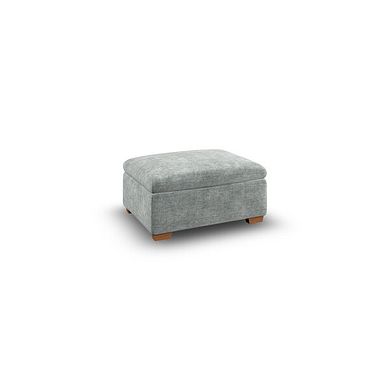 Selby Storage Footstool in Plush Silver Fabric