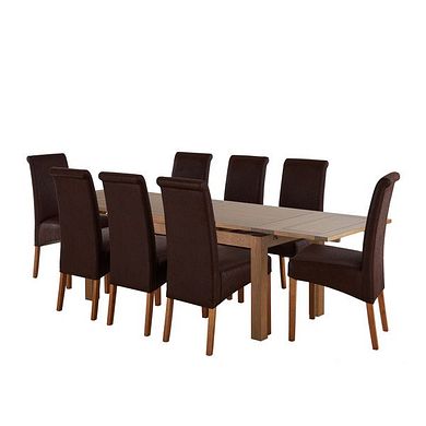 Rustic Dining Table Set - 6ft Table with 6 Grey Chairs | Oak Furnitureland