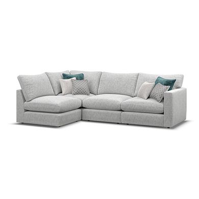 Malvern 4 Seat Right Hand Modular Corner Sofa in Silver fabric - Group 5