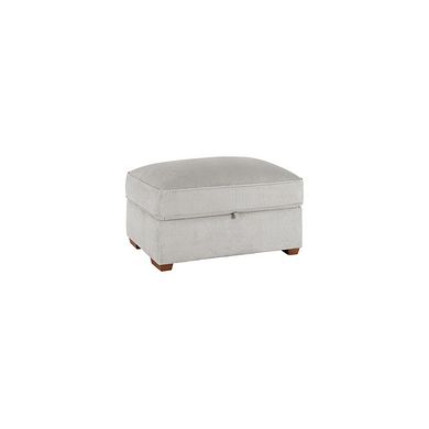 Nebraska Corner Chaise Large Storage Footstool in Silver fabric