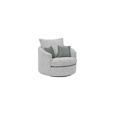 Malvern Swivel Cuddler Chair in Silver fabric