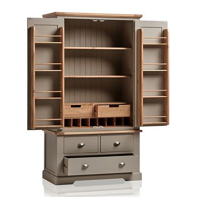 St. Ives Natural Oak and Light Grey Painted Large Larder