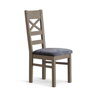 St Ives Light Grey Painted Chair with Brooklyn Asteroid Grey Crushed Chenille Seat