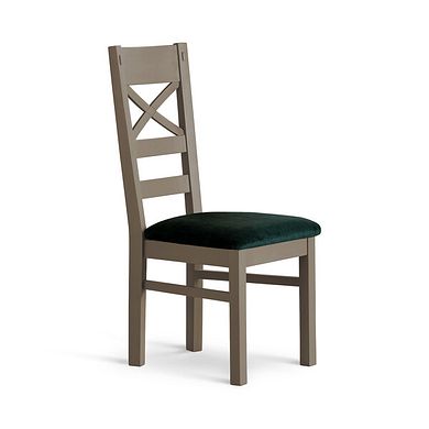St Ives Light Grey Painted Chair with Heritage Bottle Green Velvet Seat