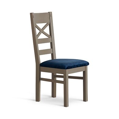 St Ives Light Grey Painted Chair with Heritage Royal Blue Velvet Seat