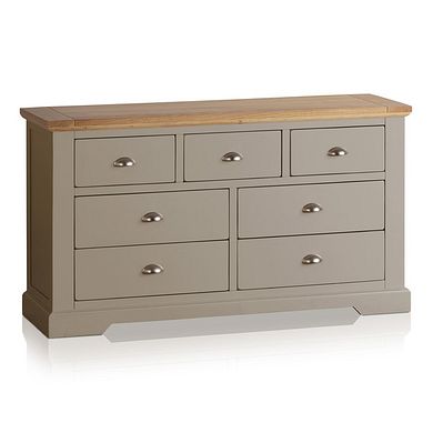St Ives Natural Oak and Light Grey Painted 3+4 Drawer Chest