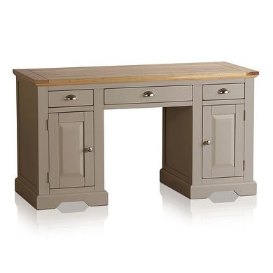 St Ives Natural Oak and Light Grey Painted Computer Desk