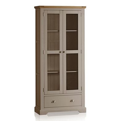 St Ives Natural Oak and Light Grey Painted Display Cabinet