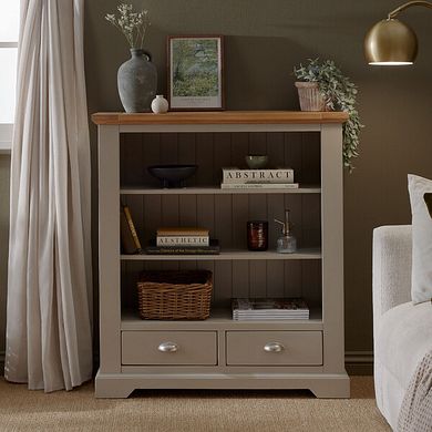 St Ives Natural Oak and Light Grey Painted Small Bookcase