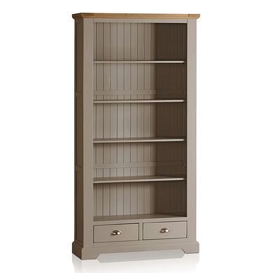 St Ives Natural Oak and Light Grey Painted Tall Bookcase