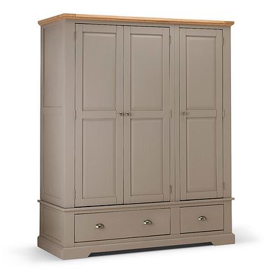 St Ives Natural Oak and Light Grey Painted Triple Wardrobe