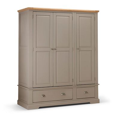 St Ives Natural Oak and Light Grey Painted Triple Wardrobe