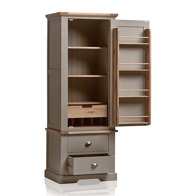 St. Ives Natural Oak and Light Grey Painted Small Larder