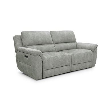 Theo 3 Seater Power Recliner Sofa in Marble Silver Fabric