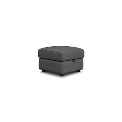 Theo Storage Footstool in Elephant Grey Leather