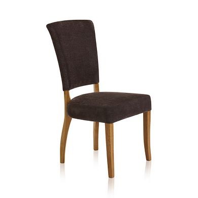 Upholstered Curve Back Plain Charcoal Fabric Chair with Solid Oak Legs