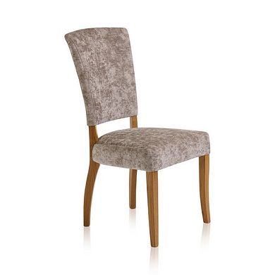 Upholstered Curve Back Plain Truffle Fabric Chair with Solid Oak Legs