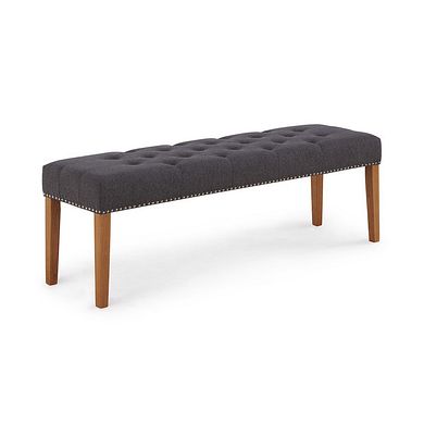 Vivien Button Seat Bench in Grey Fabric