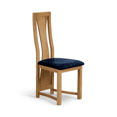 Waterfall Natural Solid Oak Chair with Brooklyn Hummingbird Blue Crushed Chenille Seat