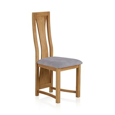 Waterfall Natural Solid Oak Chair with Dappled Silver Fabric Seat