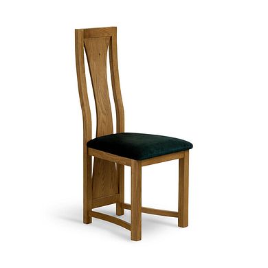 Waterfall Rustic Solid Oak Chair with Heritage Bottle Green Velvet Seat