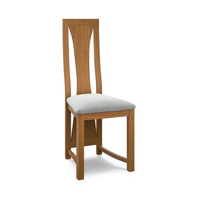 Waterfall Rustic Solid Oak Chair with Verona Grey Fabric Seat
