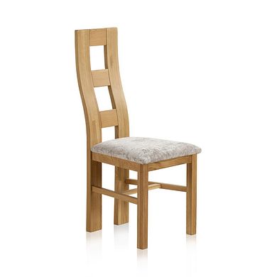 Wave Back Natural Solid Oak Chair with Plain Truffle Fabric Seat