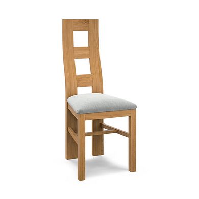 Wave Back Natural Solid Oak Chair with Verona Grey Fabric Seat