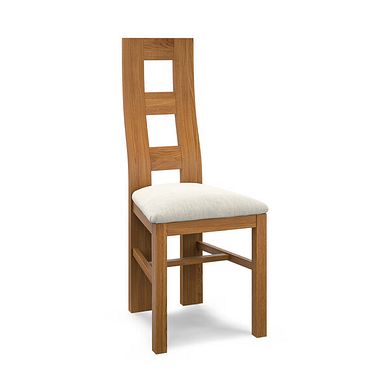 Wave Back Rustic Solid Oak Chair with Verona Cream Fabric Seat