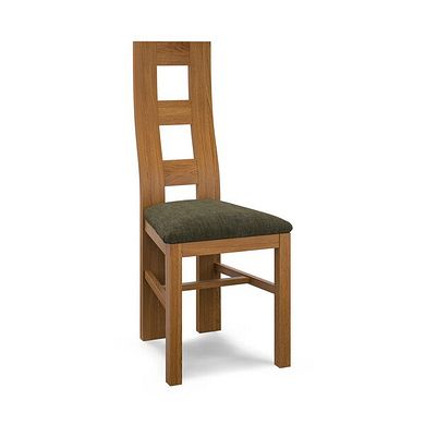 Wave Back Rustic Solid Oak Chair with Verona Green Fabric Seat