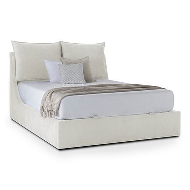 Wren Super King-Size Ottoman Bed in Smooth Stone Fabric
