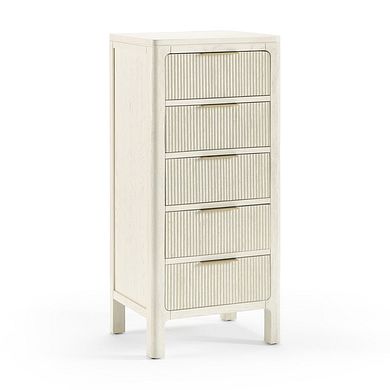 Wren White Painted Solid Oak 5 Drawer Tallboy
