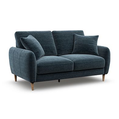 Zara 2 Seater Sofa in Steel Blue Fabric