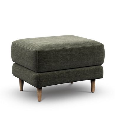 Zara Footstool in Canna Dark Green Fabric
