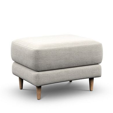 Zara Footstool in Canna Light Grey Fabric