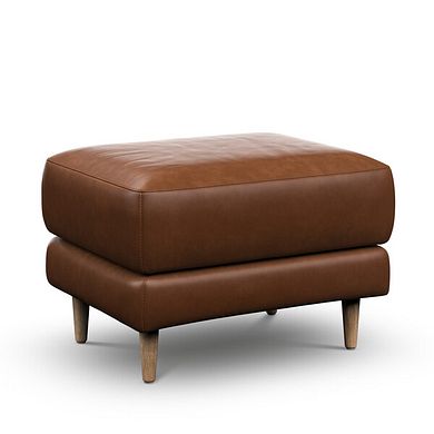 Zara Footstool in Chestnut Brown Leather